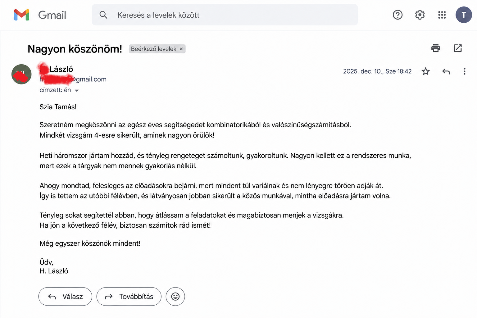 Valódi egyetemi visszajelzés kombinatorika és valószínűség vizsgafelkészítésről