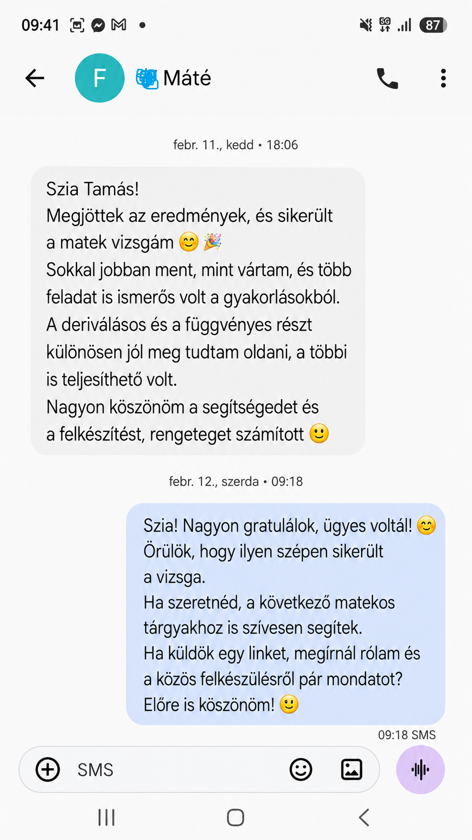 Valódi diák visszajelzés sikeres egyetemi matematika vizsgáról