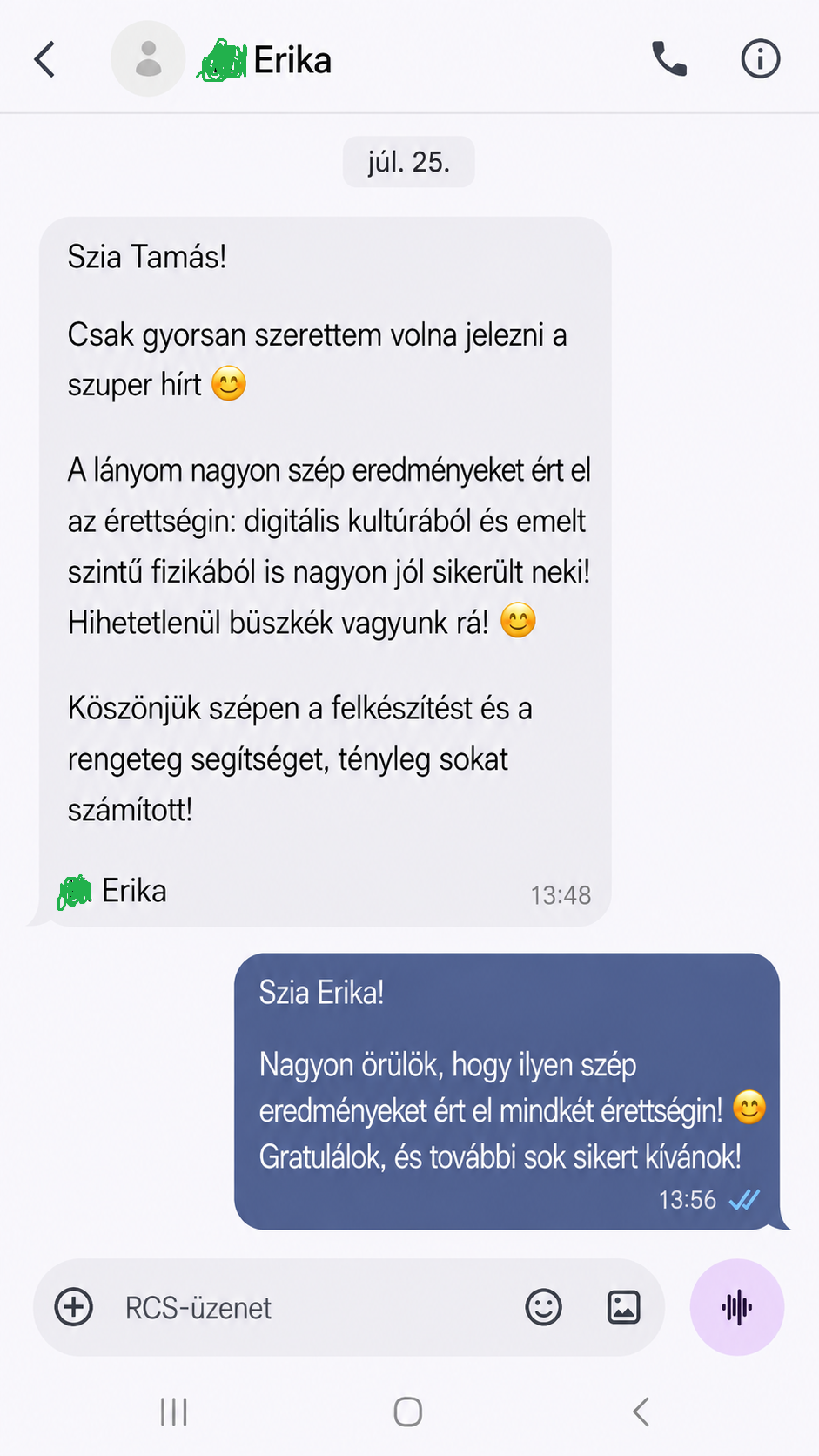 Valódi szülői visszajelzés digitális kultúra és emelt fizika érettségi eredményről