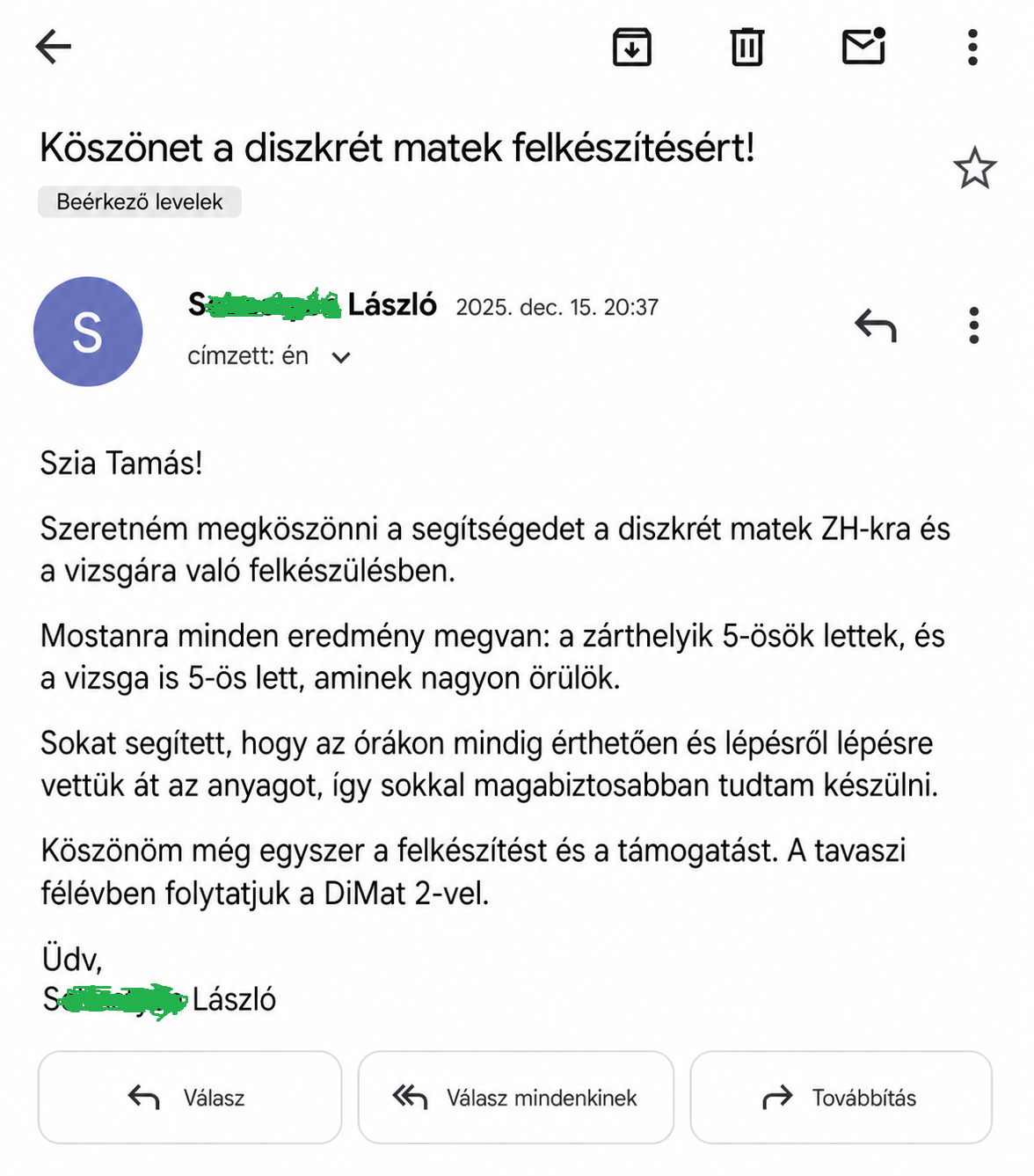 Valódi egyetemi visszajelzés 5-ös diszkrét matematika ZH és vizsga eredményekről